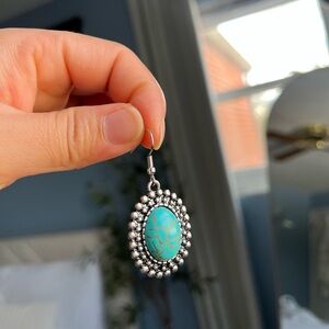 Turquoise and Silver Beaded Earrings